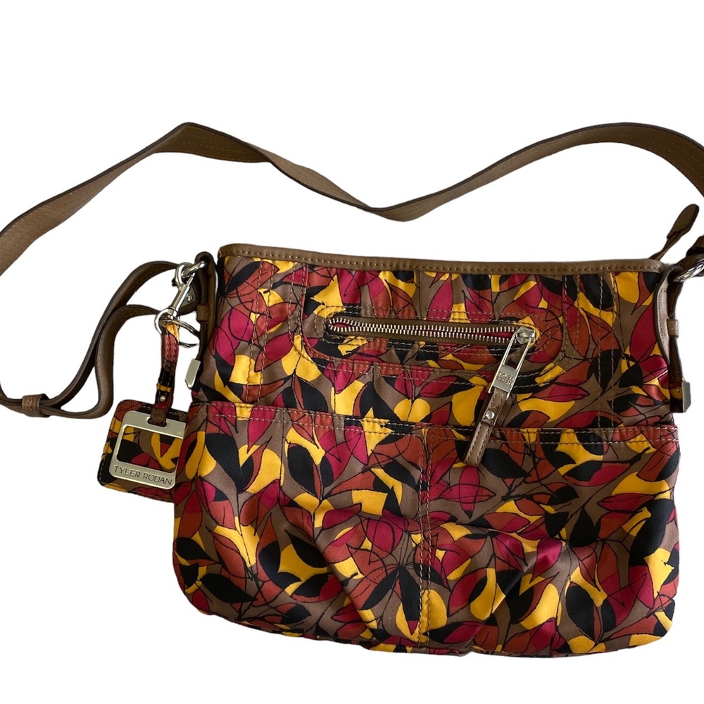 Tyler Rodan Crossbody Bag Multicolor Leaf Print Nylon Womens Purse